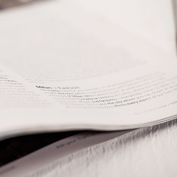 Close up of magazine pages