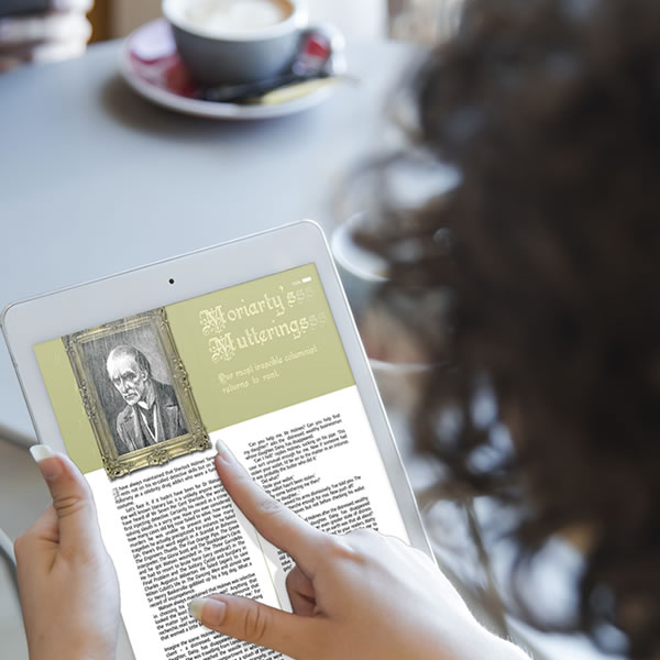 Reading SHERLOCK magazine on tablet device